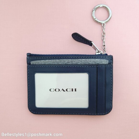 COACH Mini Skinny ID Card Case in Denim Signature- Deep Blue multi color⭐ - Picture 8 of 16